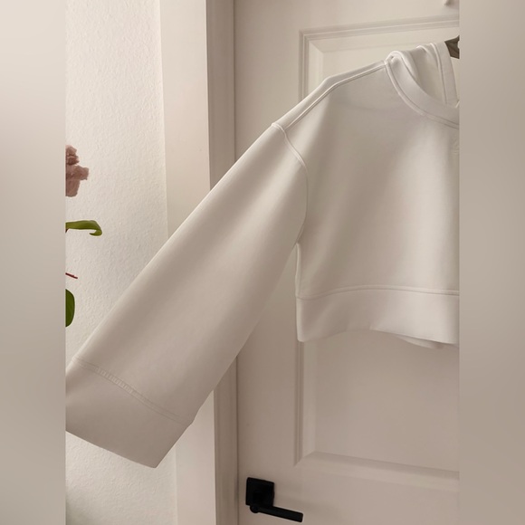 Free People Bell Sleeve White Oversized Cropped Hoodie - Picture 7 of 15